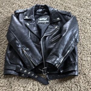Schott Black Leather Biker Jacket